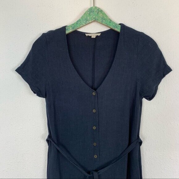 Grade And Gather Women Small Navy Jumpsuit Cropped Linen Blend Summer - Picture 2 of 8
